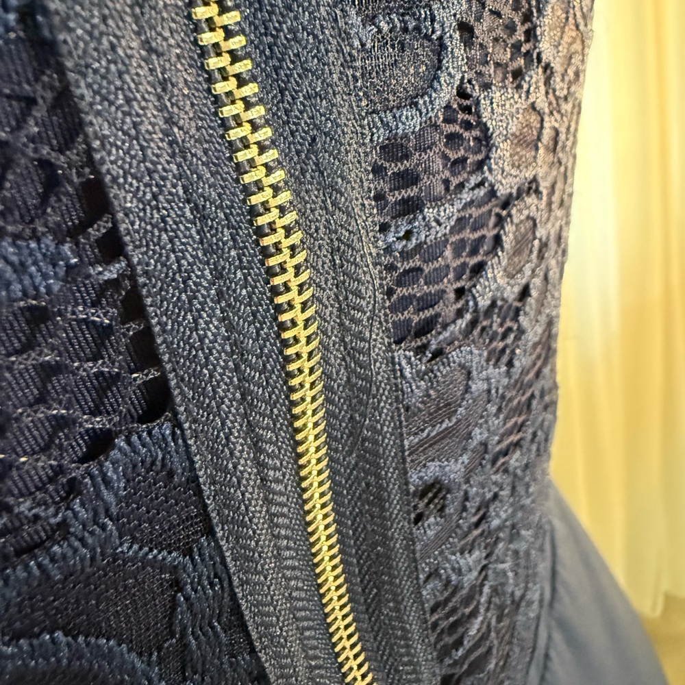 Chic Navy Blue Lace Maxi Dress - Picture 10 of 13